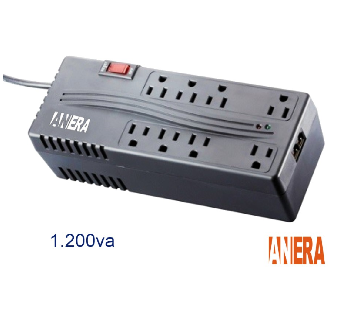 REGULADOR DE VOLTAGE 1200VA 8P ANERA - Imagen 2